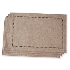 Set of 4 Decorative Linen Placemats 12 4 pieces 12 x 18” Light Coffee/Straight