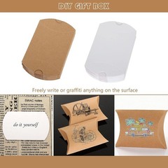 50pcs Kraft Black White Paper Pillow Box for Jewelry Candy Gift Wedding Favor Sm