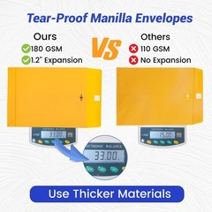 9×12 Expanding Manila Envelopes with Clasp 25 Pack, Goefun 180 GSM Heavyweigh…