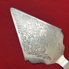 VTG Ornate Silver Plate Leonard Pie/Cake Knife/Server Serrated Blade 12” Korea