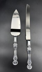 Vintage Wedding 2 Pc Hostess Set – Stainless Steel, Diamond Cut Acrylic Handles