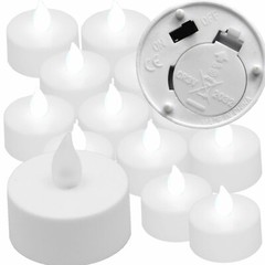 12 Qty COOL WHITE Flickering Flameless Battery Operated LED Tea Light Candles