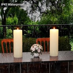 14″ x 4″ Large Outdoor Candle with Timer Waterproof Flickering 14in-1Pack White
