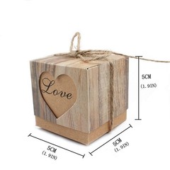 Vintage Kraft Candy Favor Boxes with Burlap Twine 50PCS Love Heart Imitation
