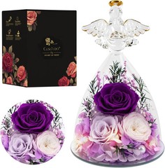 Casaido Mothers Day Rose Gifts for Women, 7″ Purple Preserved Roses Flowers in G