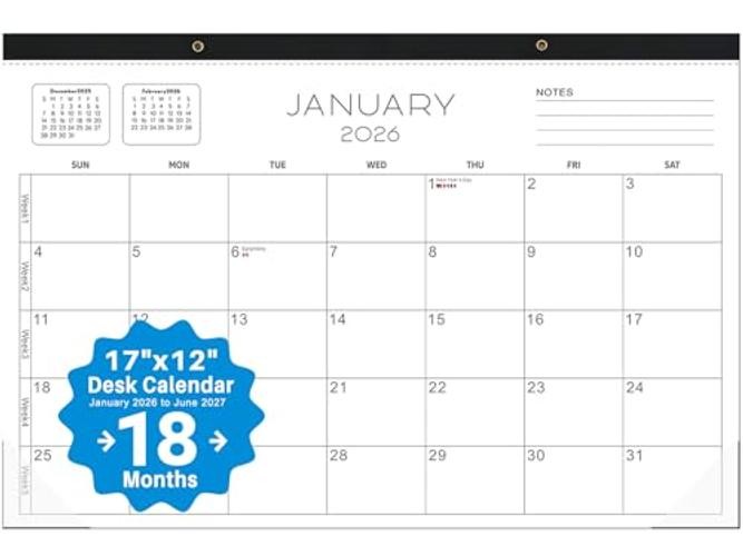 2026 desk calendar 17×12 Inch-Wall & Desk Planner Dual-Use Design,18-Month
