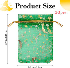 Moon Star Organza Bags 4X6, 50 Pcs Mesh Drawstring Gift Pouches for Wedding