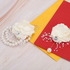 Rose Bridesmaid Wrist Flower Corsage Artificial Bride Wrist Corsage Cream