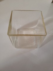 VTG Set Of 6 Glass Square Candle 2.5″ Amber Tint Clear MCM Glasses Bar Raw Edge