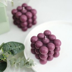 2 BURGUNDY Bubble Cube Unscented Paraffin Wax CANDLES Wedding Centerpieces
