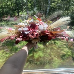 Bridal Wedding Bouquet Hand made Budget Friendly Faux Flowers Gal Orange Red
