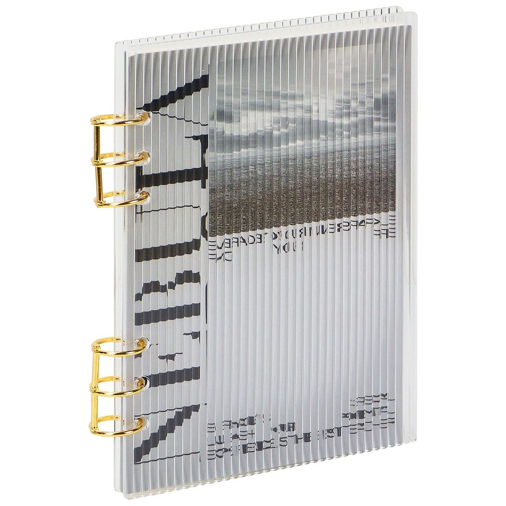 MultiBey A5 Binder 6-Ring Clear Stripe Acrylic Notebook Cover, Gold Metal Rou…