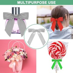 50-Pack Satin Ribbon Twist Tie Bows, 2.8″ Bow Twist Ties for Craft [Light Grey]