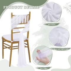 Fanqisi White Chair Sashes 16 Packs 8ft Long Aisle Wedding 16Pcs,