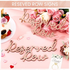 6 Pieces Wooden Reserved Row Signs for Wedding Chairs Wood Hanging Reserved Seat