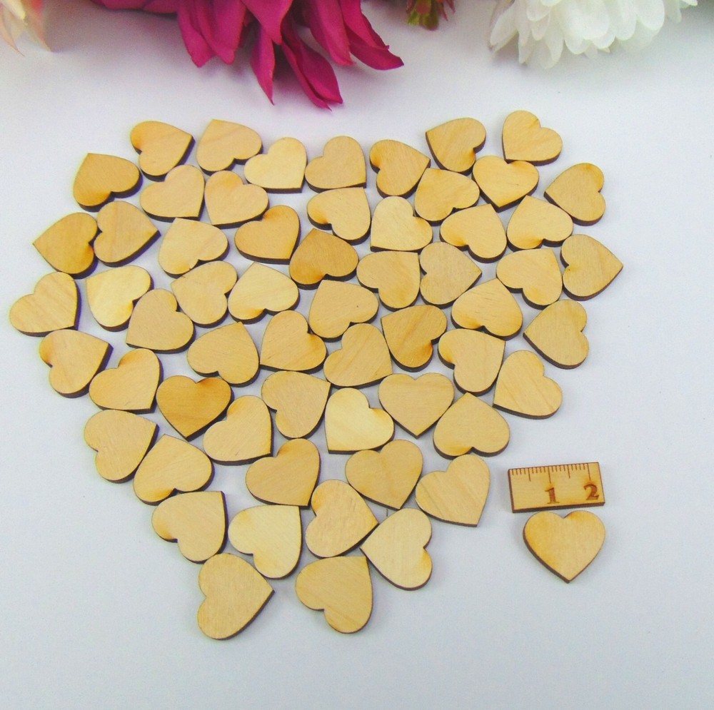 Scatter Decorations Mini Wooden Hearts 2cm 60pcs Wedding Valentines Day Craft SET47