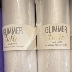 Glimmer & Matte Tulle Rolls, Glitter, White Silver Purple, New and Used