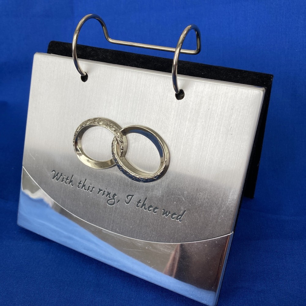 Malden Photo Album Silver Tone 4×6 Wedding Flip Display ~ With This Ring