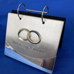 Malden Photo Album Silver Tone 4×6 Wedding Flip Display ~ With This Ring