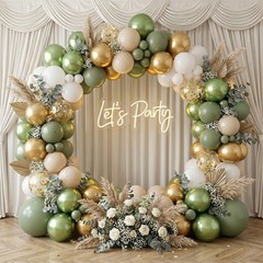 Sage Green Gold Balloons, 12 Inch 60 Pcs Metallic 12 Inch, White