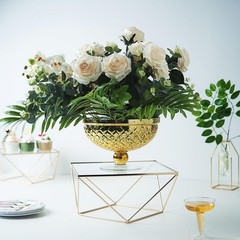 14″ Gold Clear Metal Glass Geometric Cake Stand Wedding Party Events Decorations