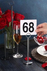 Plastic Table Number Cards 1-100 Double Sided, 4″x4″ White with Bold Black Numbe