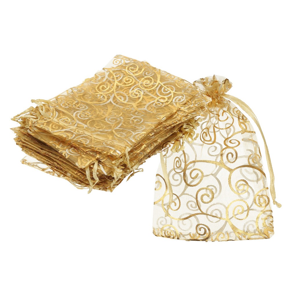 50Pcs Organza Bags 3.1×4.3 Inch Candy Bags Mesh Bag Jewelry Bag Gold