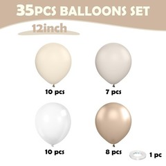 Beige White Gold Balloons,12 Inchs Sand 12 inches, Pearl