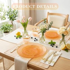 Rubtlamp 350-Pc Orange Gold Plastic Dinnerware Set for 50 Guests