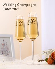 Mr and Mrs Champagne Glasses Set of 2, Long Stem Wedding Champagne Flutes 202…