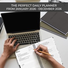 Durable 2026 Daily Planner – 7″ x 10″ Daily Planner with Weekly & Monthly Black
