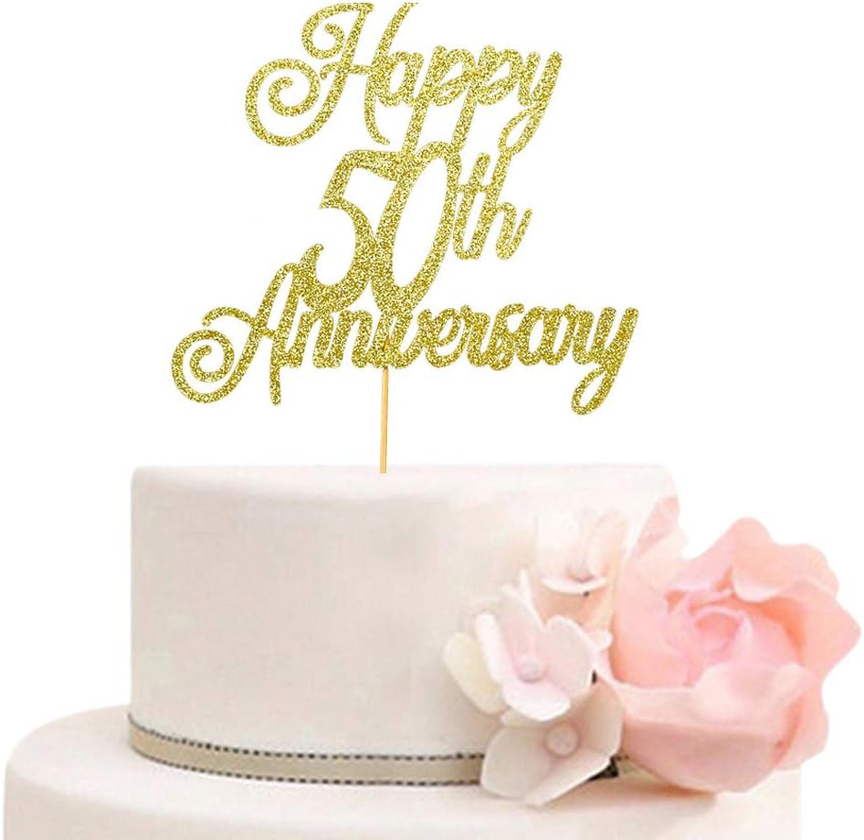 Happy 50Th Anniversary Cake Topper 50Th Wedding Anniversary Decor Birthday Party