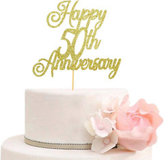 Happy 50Th Anniversary Cake Topper 50Th Wedding Anniversary Decor Birthday Party
