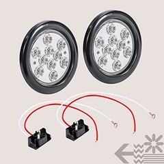 TRUE MODS 2pc 4″ Round Clear 10 LED Trailer Tail Lights [DOT FMVSS 2 Pack White