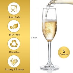 Unbreakable Champagne Glasses – Set of 4 (5oz Each), Made of Shatterproof