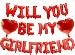 16″ Red ‘Will You Be My Girlfriend’ Balloons with Heart Foil for Romance