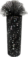Laser Sequin Glitter Tulle Rolls 6 Inch X 10 Yards (30 Feet) Black Tulle Rolls F