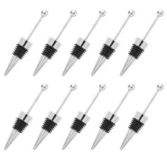 10PCS Beadable Wine Stoppers, Beaded Bottle Cap Zinc Alloy Silver+black