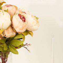 CREAM BLUSH ROSE GOLD 2 Bouquets 19″ Silk Peony FLOWERS Artificial Floral