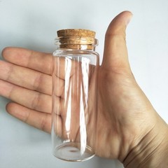 6pcs 65ml Small Mini Glass bottles Vials Jars with Cork Stoppers Clear