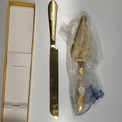 EISINLY Gold Stainless Steel Cake Knife & Server Set, Two-Piece, Glossy Finish