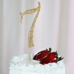 4.5″ GOLD Number 7 Rhinestone Cake Topper Wedding Cupcake Dessert Dessert Events
