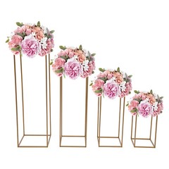 4Pcs Gold Metal Flower Stand Flower Holder Rectangular Rack Indoor/Outdoor