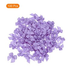 100 Pcs Mini Ribbon Bow 1″ Mini Fabric Satin Ribbon Flower Bows Dark Purple