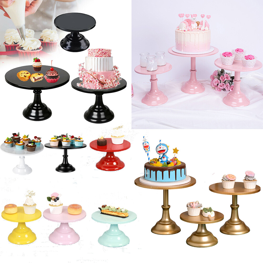 Round Cake Stand Metal Iron Pedestal Dessert Holder Wedding Party Rack Display