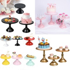 Round Cake Stand Metal Iron Pedestal Dessert Holder Wedding Party Rack Display