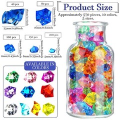 570 Pcs Fake Plastic Jewels Acrylic Gems Crystals Diamonds Clear Ice Rocks New