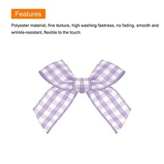 50Pcs Mini Gingham Ribbon Bow Checkered Ribbon Bows Light Purple and White