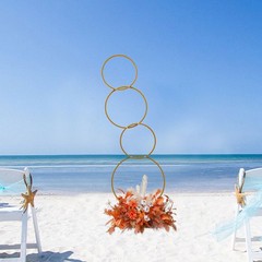 Gold Metal Round Hoop Flower Stand, Detachable Backdrop for Weddings