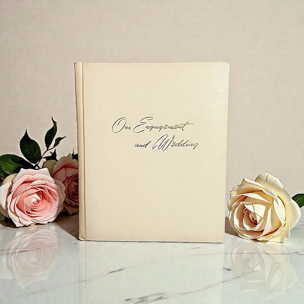 Vintage “Our Engagement & Wedding” Memory Album 60’s Faux Leather